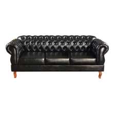 Sofá Chesterfield Capitonê 3 Lugares Duquesa Para Sala Recepção - Couríssimo Preto