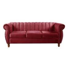 Sofá Chesterfield Realeza 3 Lugares Decoração Retrô - Suede Bordô