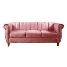 Sofá Chesterfield Realeza 3 Lugares Decoração Retrô - Suede Rosa