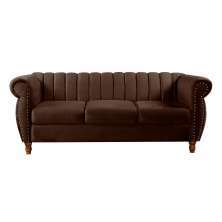 Sofá Chesterfield Realeza 3 Lugares Decoração Retrô - Veludo Marrom