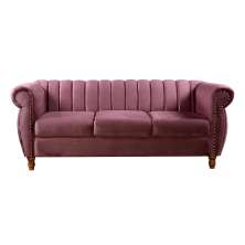 Sofá Chesterfield Realeza 3 Lugares Decoração Retrô - Veludo Roxo