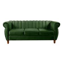 Sofá Chesterfield Realeza 3 Lugares Decoração Retrô - Veludo Verde