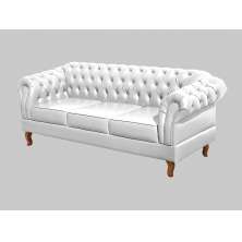 Sofá Dom Pedro Chesterfield 3 Lugares Vintage Clássico Retrô - Couríssimo Branco