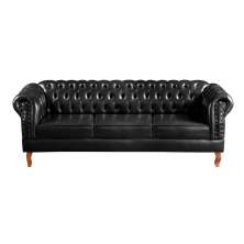 Sofá Dom Pedro Chesterfield 3 Lugares Vintage Clássico Retrô - Preto