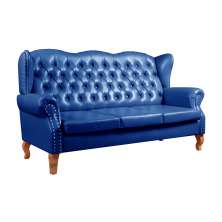 Sofá Imperador 3 Lugares Chesterfield Decoração Retrô Vintage - Courissimo Azul