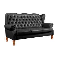 Sofá Imperador 3 Lugares Chesterfield Decoração Retrô Vintage - Courissimo Preto