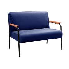 Sofá Namoradeira 2 Lugares Jade Com Apoio De Braço Madeira/metal - Suede Azul