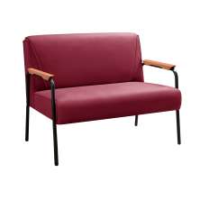 Sofá Namoradeira 2 Lugares Jade Com Apoio De Braço Madeira/metal - Suede Bordô