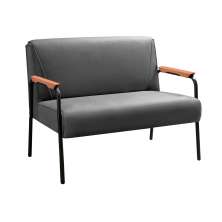 Sofá Namoradeira 2 Lugares Jade Com Apoio De Braço Madeira/metal - Suede Cinza