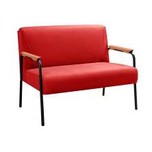 Sofá Namoradeira 2 Lugares Jade Com Apoio De Braço Madeira/metal - Suede Vermelho