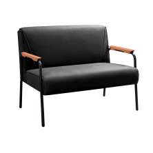 Sofá Namoradeira 2 Lugares Jade Com Apoio De Braço Madeira/metal - Veludo Preto