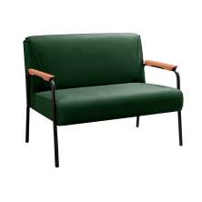 Sofá Namoradeira 2 Lugares Jade Com Apoio De Braço Madeira/metal - Veludo Verde