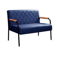 Sofá Namoradeira 2 Lugares Ludmilla Com Apoio De Braço Madeira/metal - Suede Azul Marinho