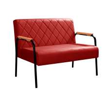 Sofá Namoradeira 2 Lugares Ludmilla Com Apoio De Braço Madeira/metal - Suede Vermelho