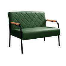 Sofá Namoradeira 2 Lugares Ludmilla Com Apoio De Braço Madeira/metal - Veludo Verde