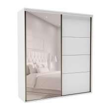 Guarda-Roupa Casal com Espelho Eleganza 2 Portas 6 Gavetas Branco