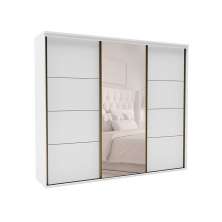 Guarda-Roupa Casal com Espelho Eleganza ll 3 Portas 6 Gavetas Branco