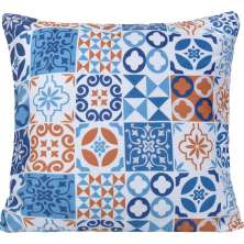 Capa de Almofada Digital Print Suede Geometric 45x45cm Azul/Bege