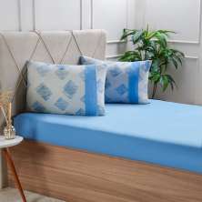 Jogo de Cama King Malha 3 Pçs Bella Cama New 190x200cm Azul