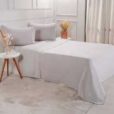 Jogo de Cama Queen Serenitá 4 Pçs Bordado Festonê 158x198x35cm Gray