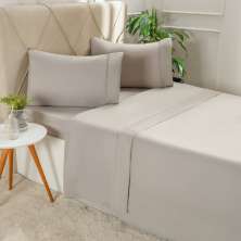Jogo de Cama Queen Serenitá 4 Pçs Bordado Festonê 158x198x35cm Roccia