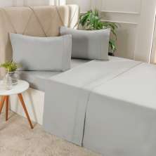 Jogo de Cama Solteiro Serenitá 3 Pçs Bordado Festonê 88x188x30cm Lunare
