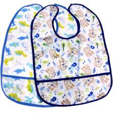Kit 2 Babador Impermeável com Bolso Cata Migalha Azul
