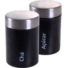 Kit 2 Potes Decorativos Aço Inox 650ml