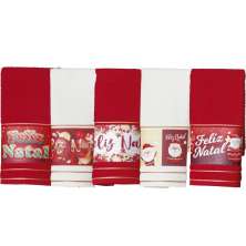 Kit 40 Toalha Lavabo Natalina Jacquard 30x45cm Vermelho/Creme