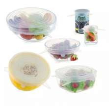 Kit 6 Tampas de Silicone Reutilizável Universal Elástica Multiuso Transparente