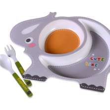 Kit Alimentação Funny 3 Peças Prato Garfo e Colher Elefante