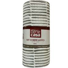 Kit Cobre Leito Casal Ultra Lisse Estampado 210x230 Listras Cinza