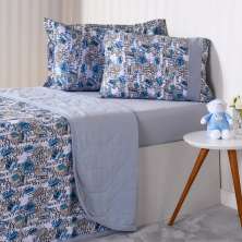 Kit Cobre Leito Kids Solteiro Malha 100% Algodão 160x220cm