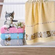 Kit Toalha de Banho e Rosto Infantil com Barra Ponto Cruz
