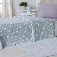 Manta Solteiro Candy Brilha no Escuro 150x220 Super Macia Grey Star