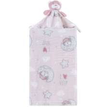 Manta com Naninha Flannel Estampada para Bebê 75x100 Rosa Urso