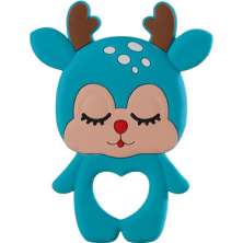 Mordedor Rena para Bebê de Silicone 8,89x6,69x0,75cm Azul Celeste