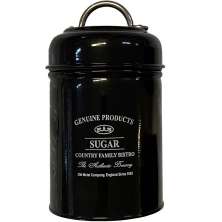 Pote Classic Black Açucar Aço Esmaltado com Tampa 900ml Preto