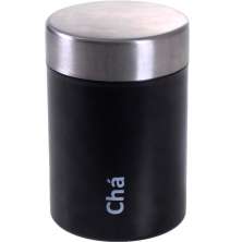 Pote Decorativo Chá Aço Inox 650ml Bene Casa Preto