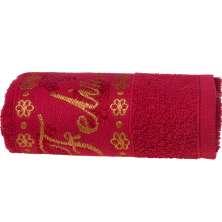 Toalha de Rosto Feliz Natal Bordada Jacquard 45x68cm Vermelho