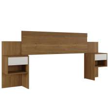 Cabeceira Master Quarto Casal e Queen com Mesa de Cabeceira Cinamomo/Off White