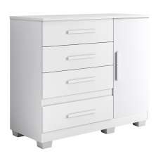Comoda New Florença Quarto com 4 Gavetas e 1 Porta Branco