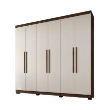Guarda Roupa 6 Portas New Master Benetil Imbuia/Off White