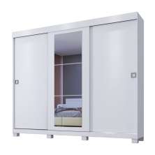 Guarda Roupa Casal 3 Portas 6 Gavetas Com Espelho Firenze Benetil Branco