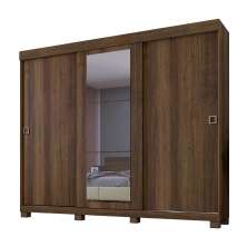 Guarda Roupa Casal 3 Portas 6 Gavetas Com Espelho Firenze Benetil Imbuia