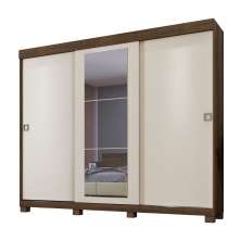 Guarda Roupa Casal 3 Portas 6 Gavetas Com Espelho Firenze Benetil Imbuia/Off White