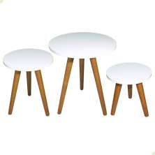Kit Trio Jogo de Mesinhas Lateral Redondas Sala Pé Palito Retro Decoração Porta Objetos