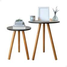 Kit de Mesa Lateral Decoração Pé Palito Sala Conjunto Mesinhas de Madeira