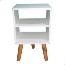 Mesa de Cabeceira Retro Prateleira Decorativa Branca Pé Palito