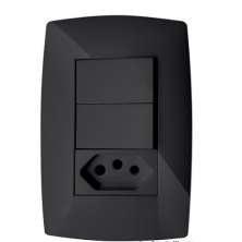 Cj Interruptor Duplo Paralelo + Tomada 10A 4X2 - Blux Home Grafite
